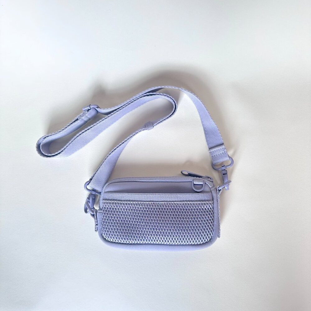 Dagne Dover Mara Neoprene Lilac Phone Sling Crossbody Bag Air Mesh Slip Pocket - Picture 8 of 13